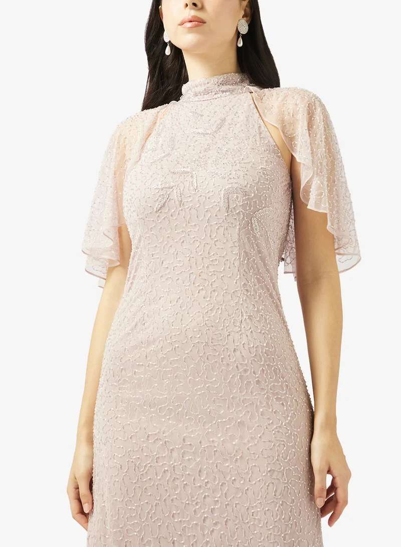 Amelia Rose  Embellished  High Neck Maxi Dress for Women | Best Price UAE